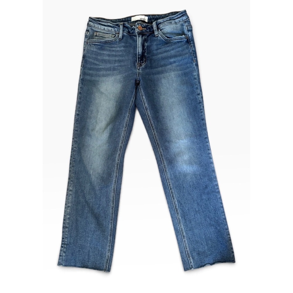 NWOT Vervet High Rise Straight Leg Raw Edge Hem Jeans Size 28